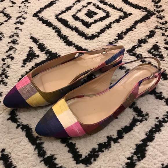 J. Crew Made in Italy Lucie Plaid Slingback Flat Mule, Size 7